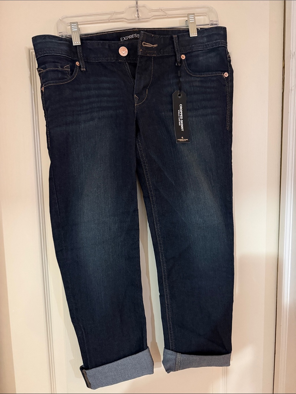 Express Women's Dark Indigo Boyfriend Jeans